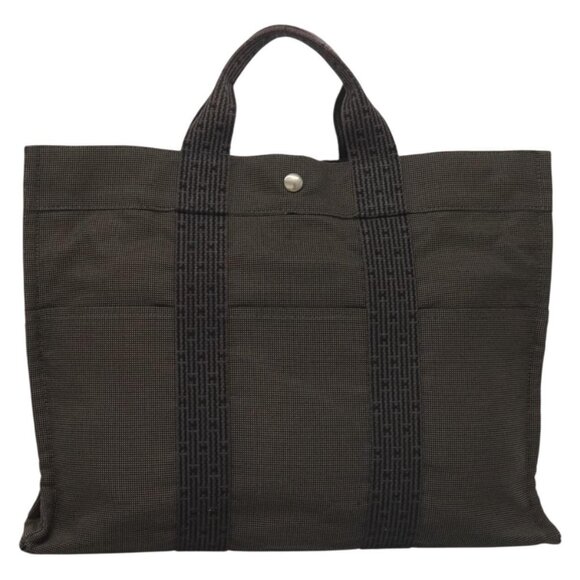 HERMES Her Line MM Hand Bag Canvas Gray Auth - Picture 9 of 15